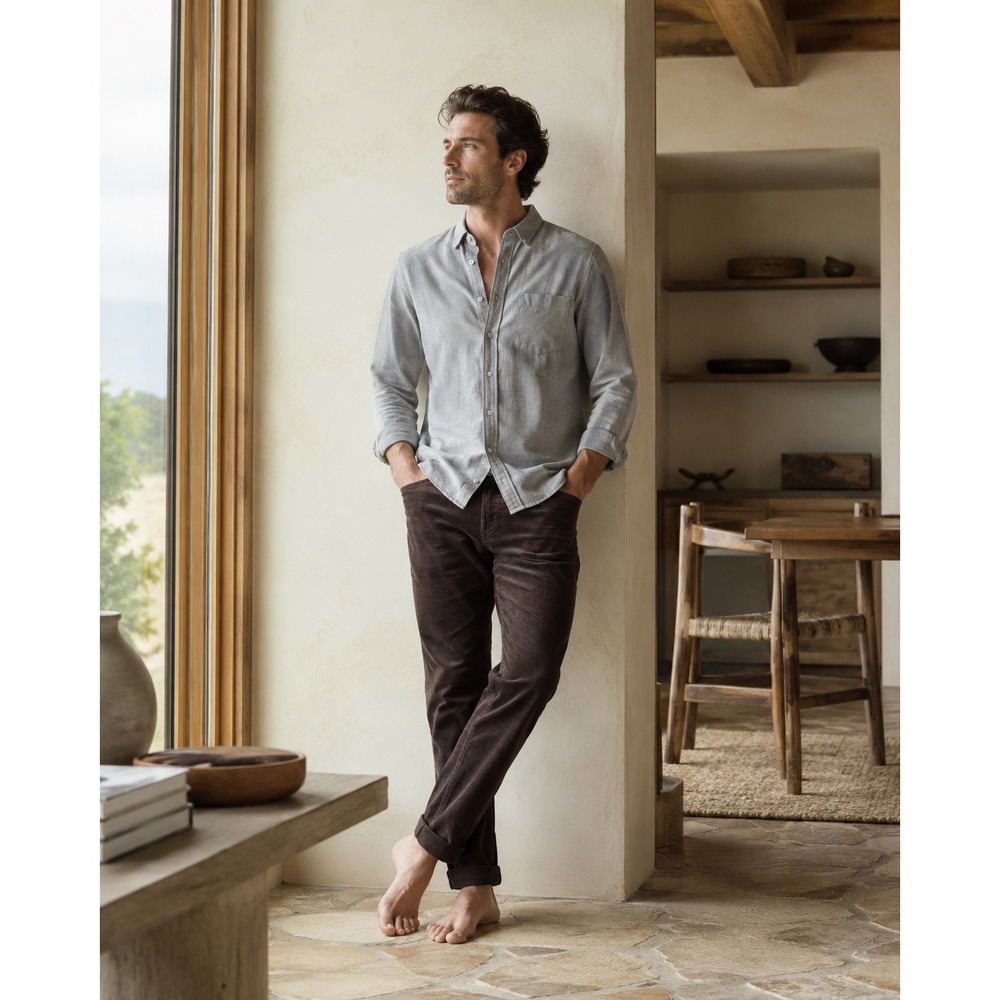 AG Adriano Goldschmied The Everett Slim Straight‎ Corduroy Pants Brown MEN 30x34